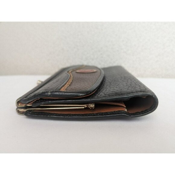 Vintage Dooney & Bourke All Weather Leather Kiss Lock Wallet Black Brown USA - Picture 5 of 12